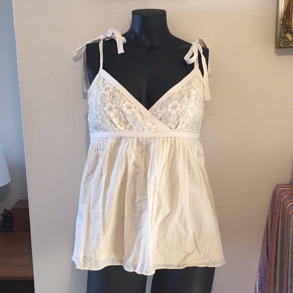 Michael Kors Cotton Lace Tie Tank Top